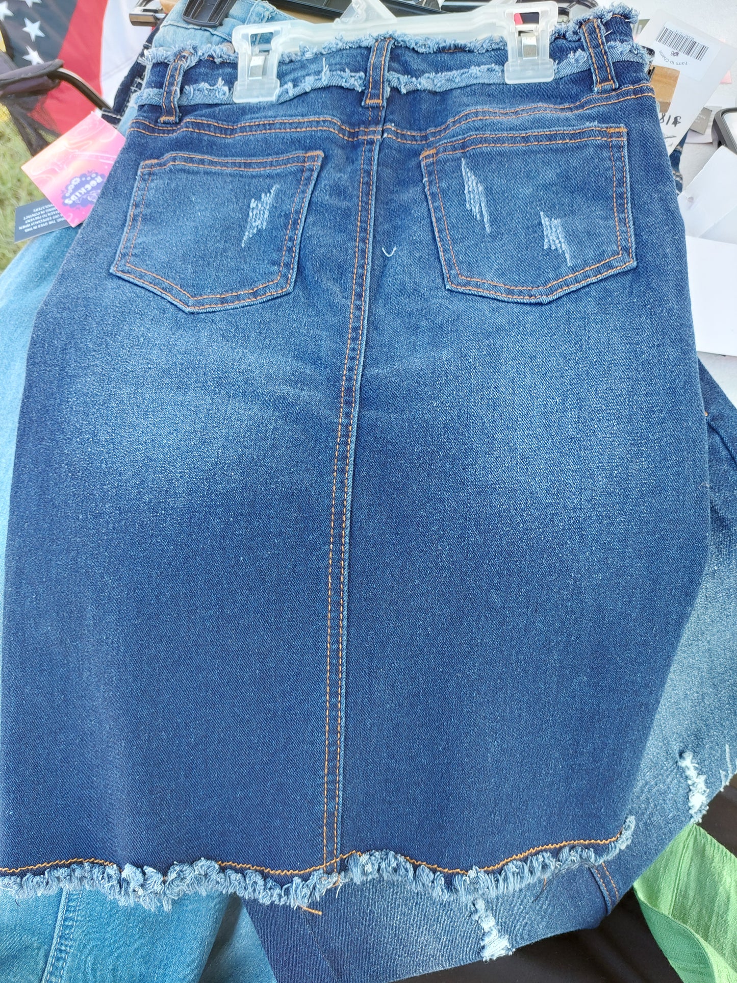 Girls frayed denim midi
