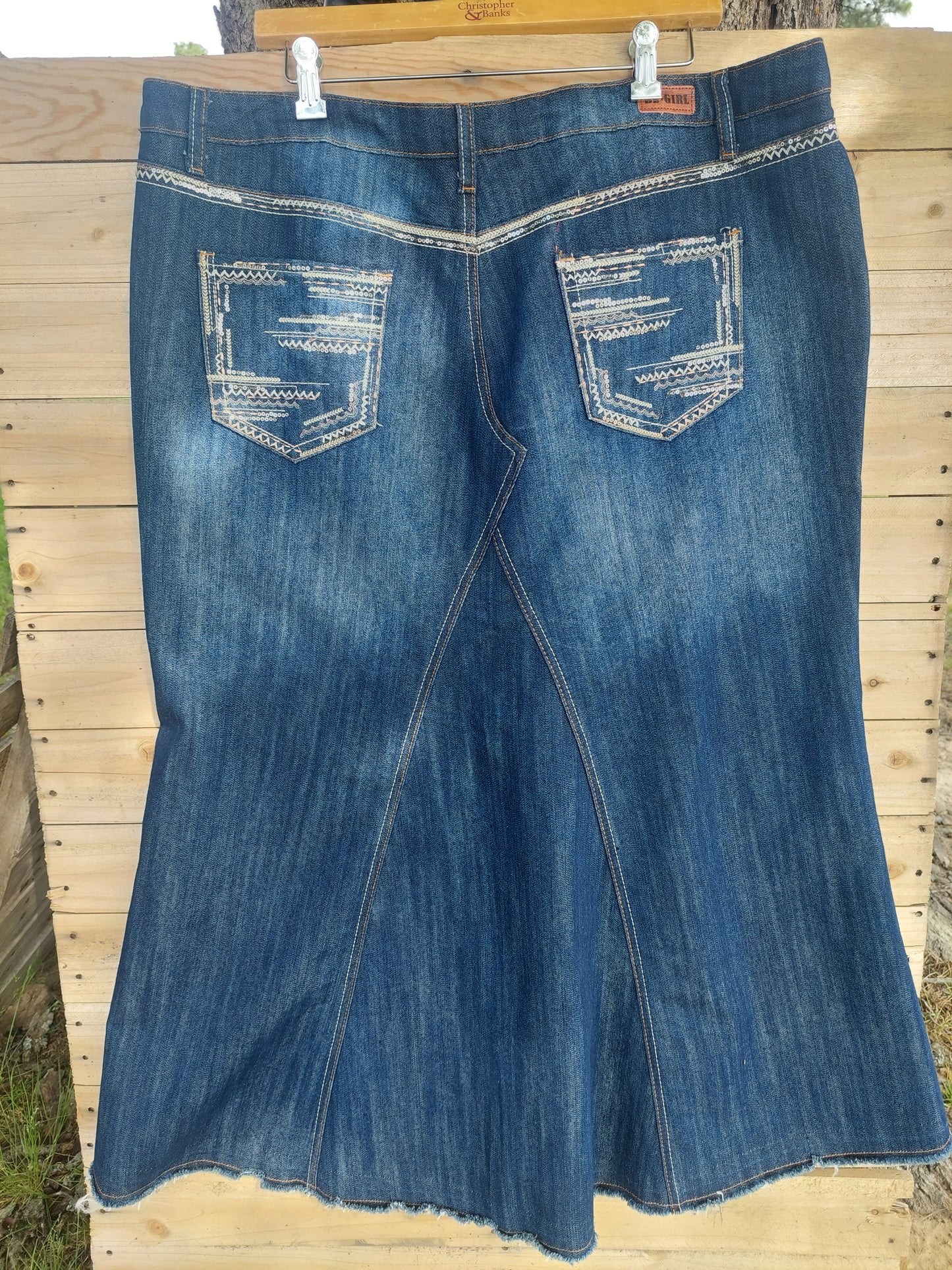 38" dark non stretch denim skirt