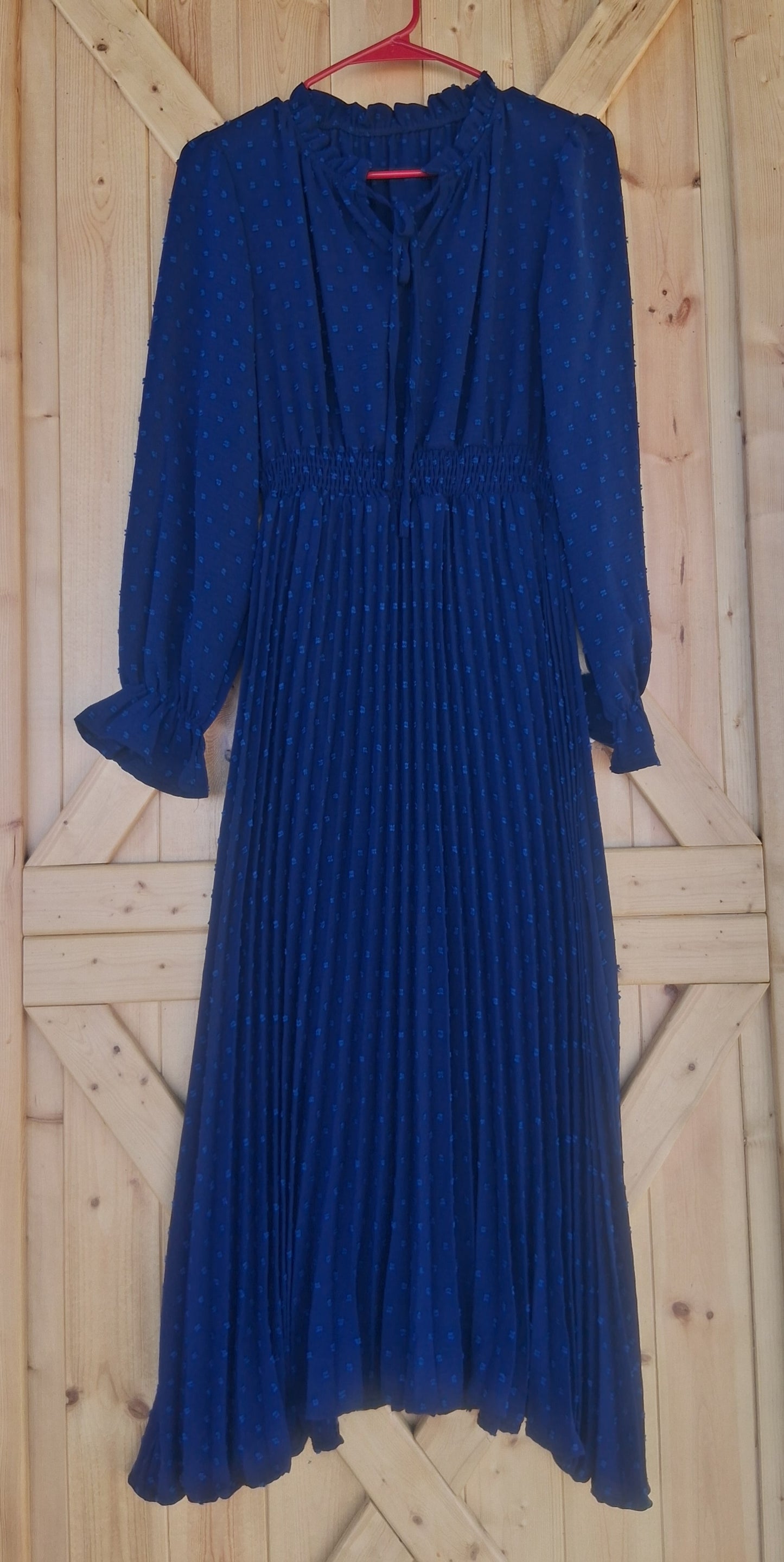 Navy Maxi Dress with Pleated Skirt