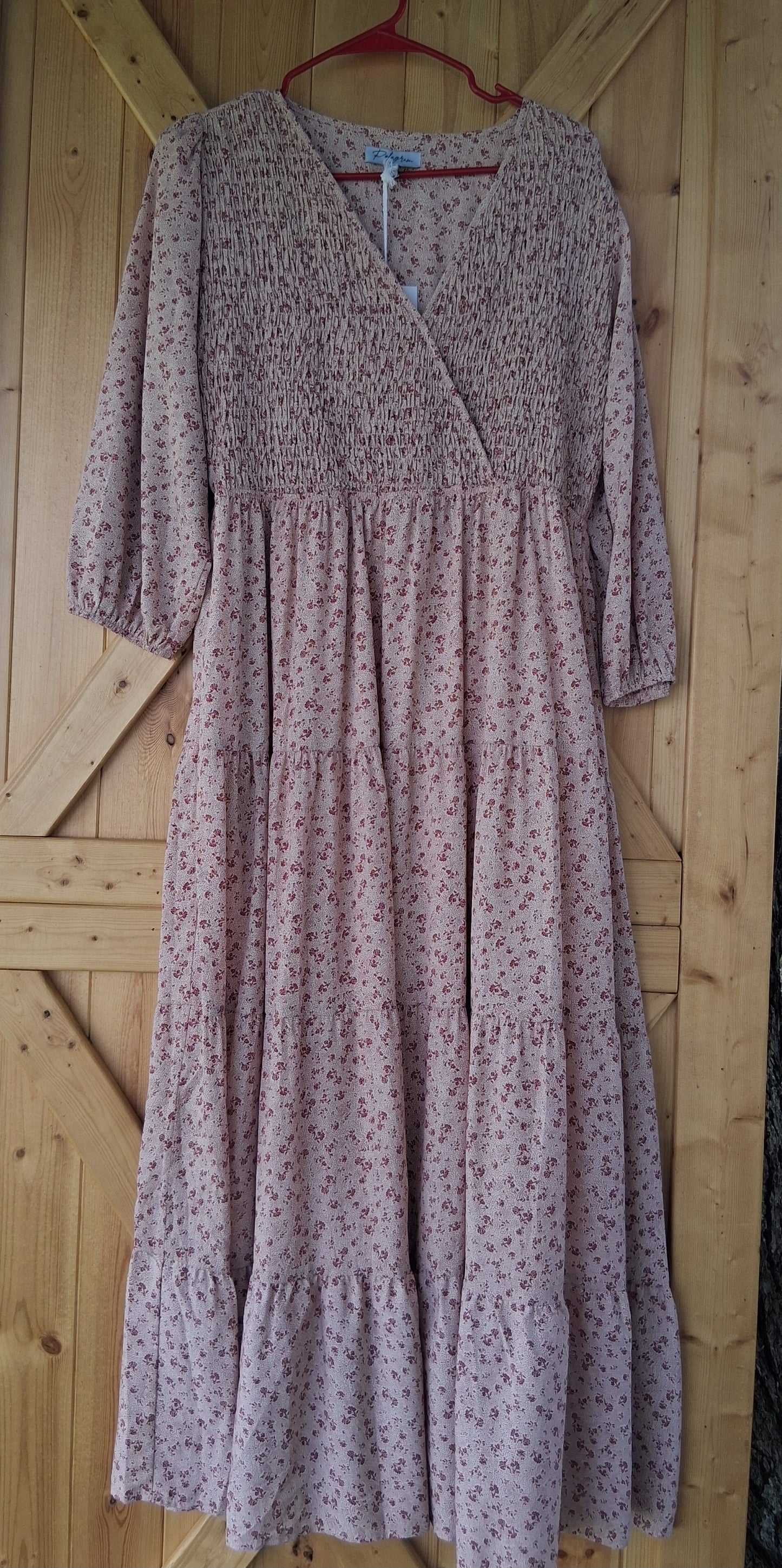 Pink Floral Dress with Smocking