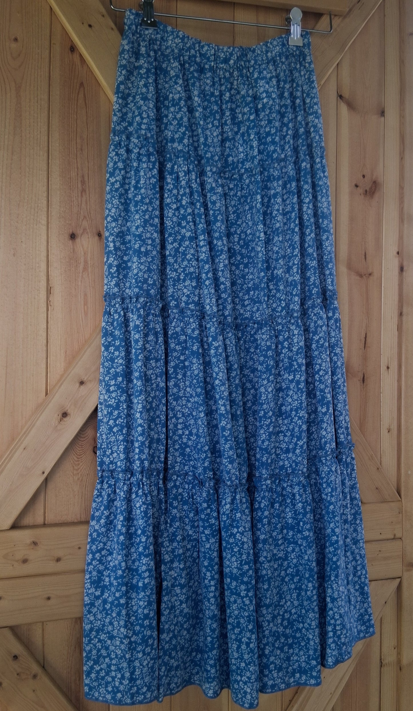 Blue and White Floral Maxi Skirt