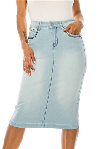 Bleached Denim Skirt