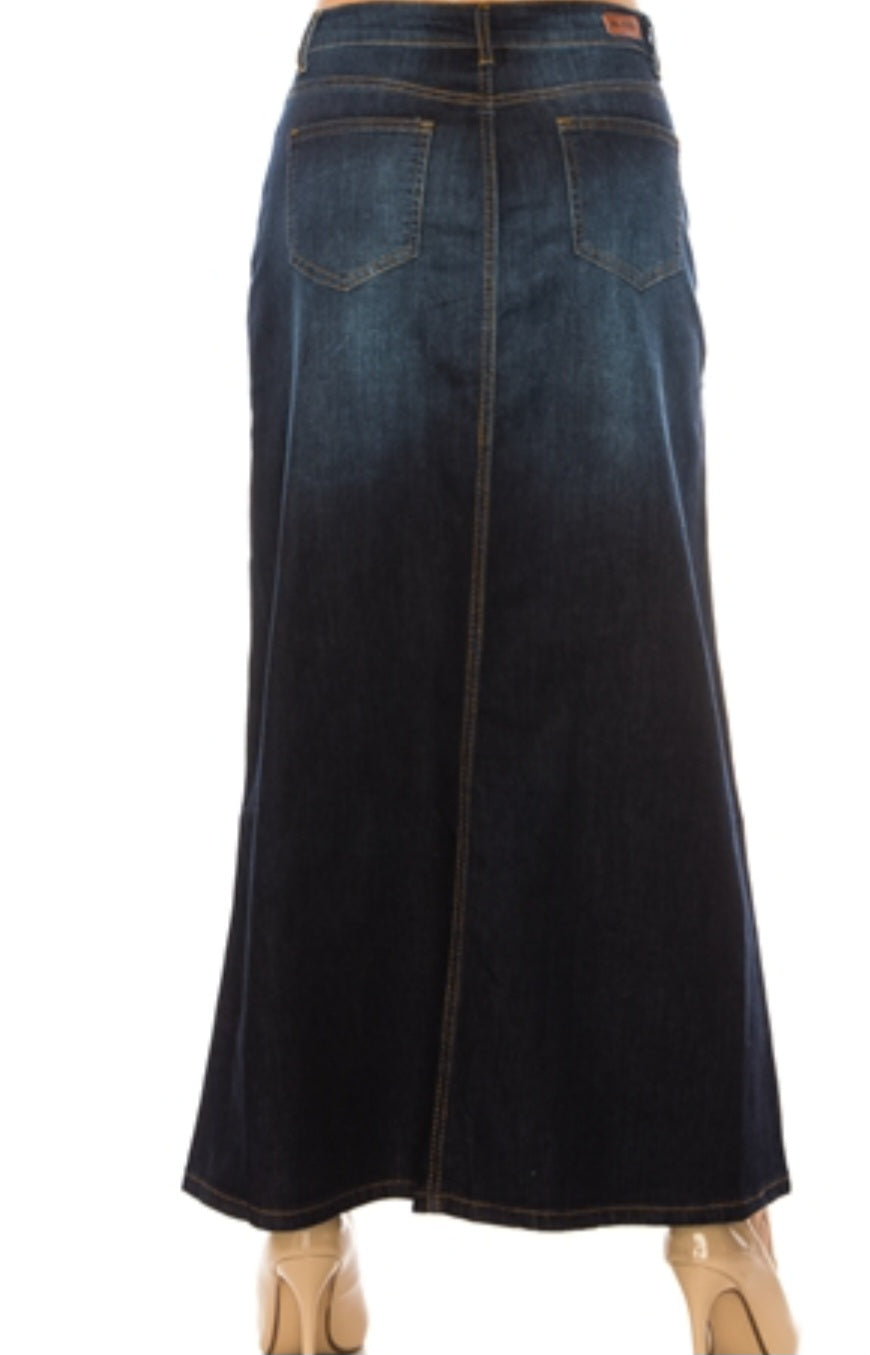 38" dark denim plain maxi skirt