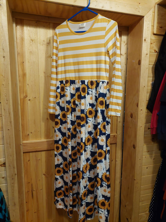 Yellow & Navy Sunflower Maxi