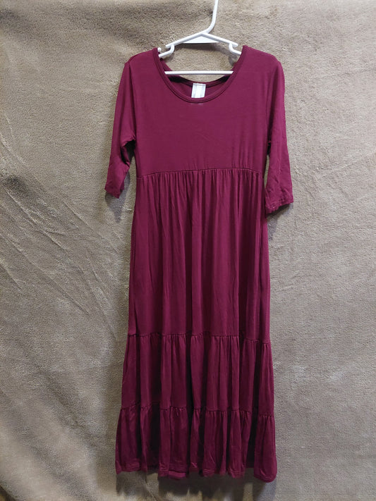 Mommy & Me Maroon Tiered Maxi Dress