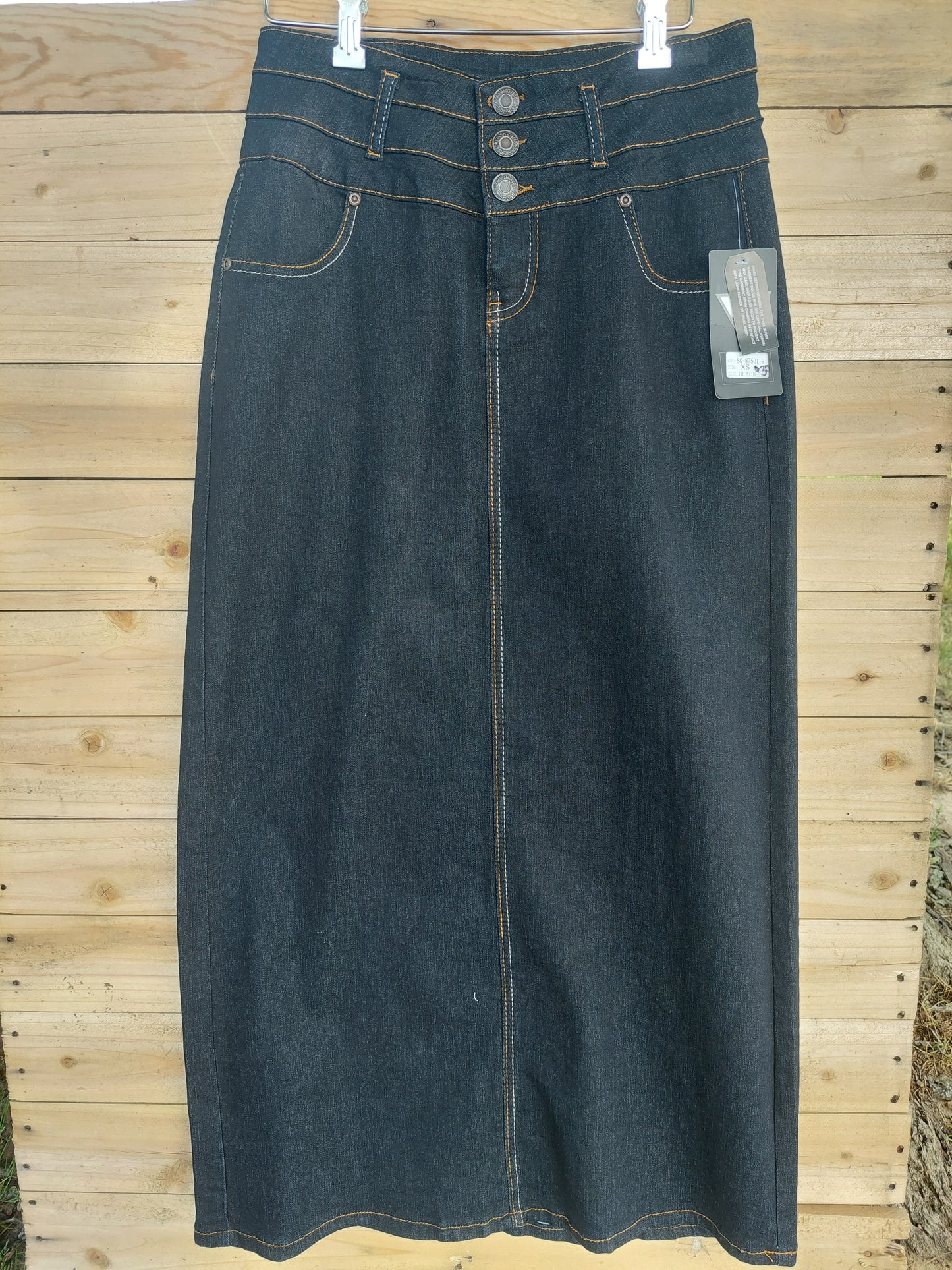 38" Black wash denim skirt