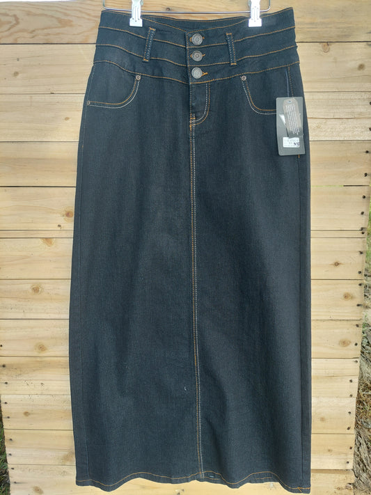 38" Black wash denim skirt