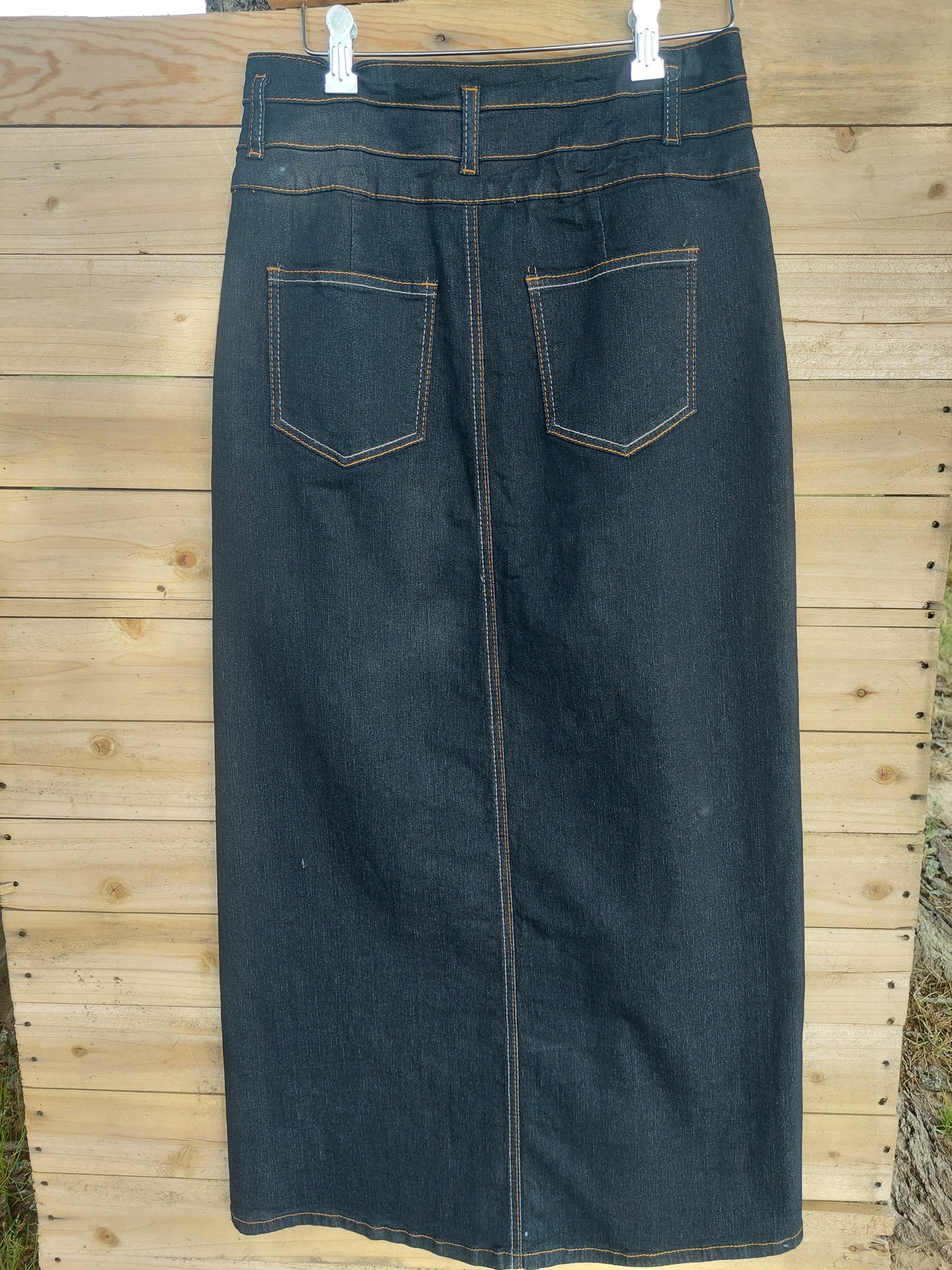 38" Black wash denim skirt