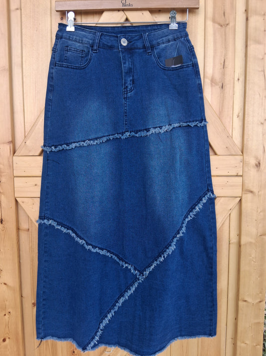 38" Maxi Mid Wash Denim Skirt