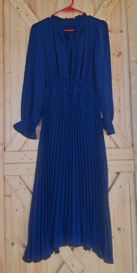 Navy Maxi Dress with Pleated Skirt