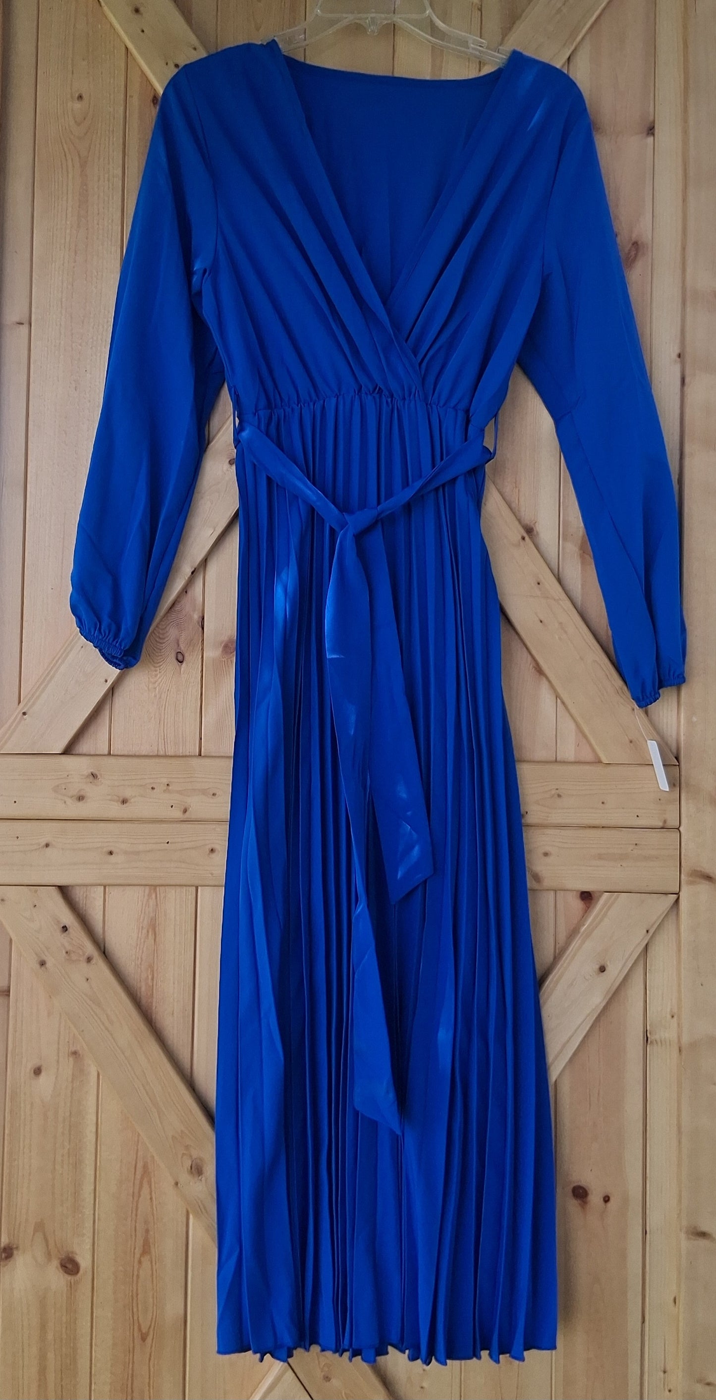 Royal Blue Pleated Midi Dress