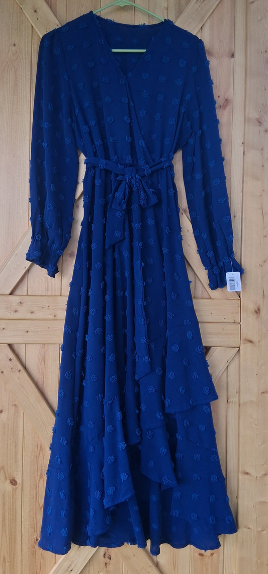 Navy Swiss Dot Maxi Dress