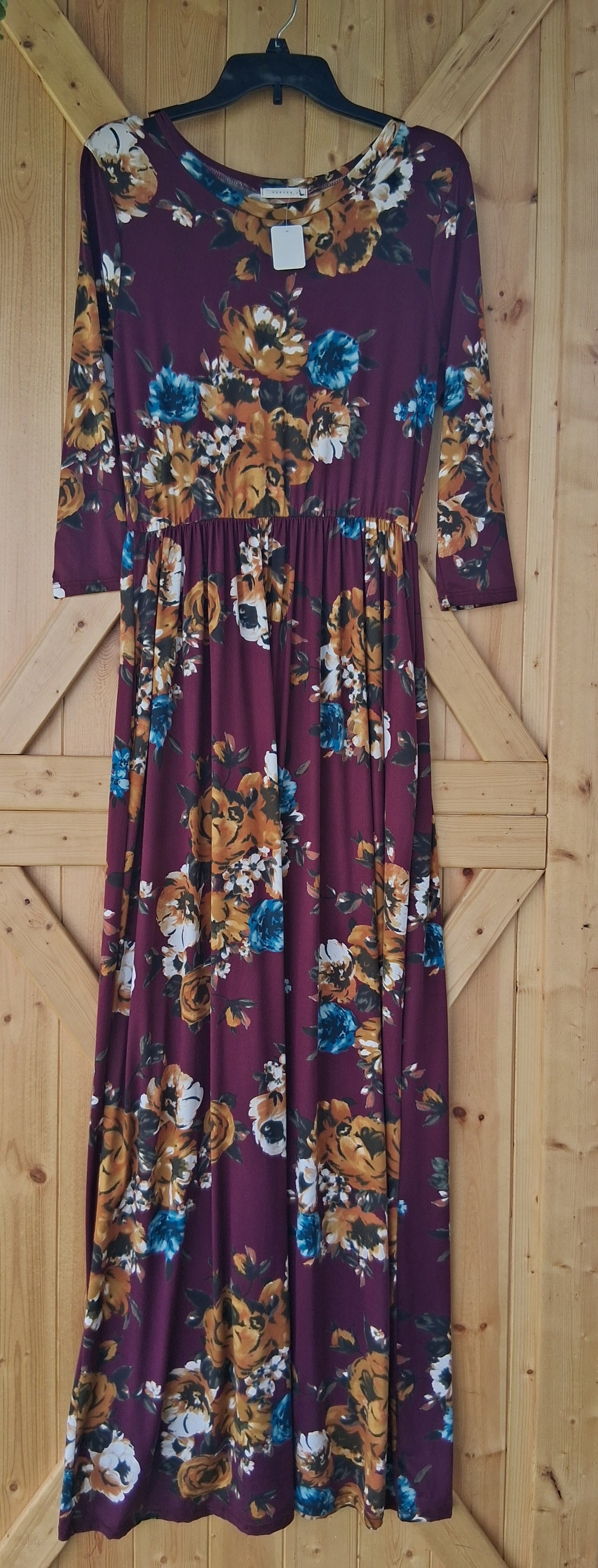 Maroon Floral Maxi Dress
