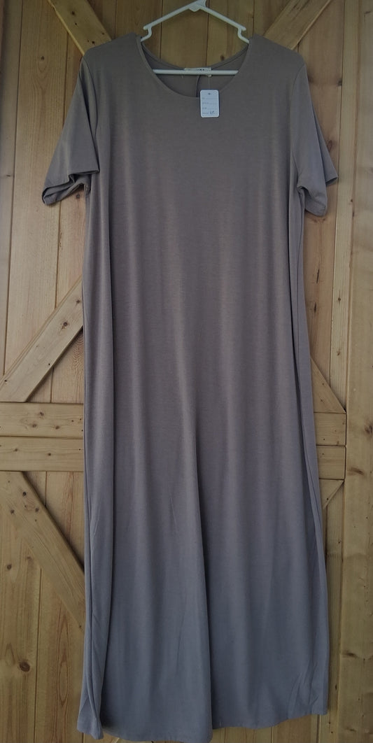 Tan Short Sleeve Dress