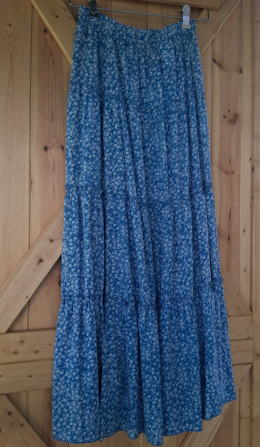 Blue and White Floral Maxi Skirt