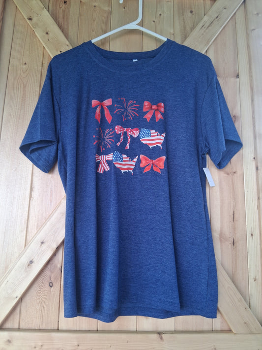 Blue Patriotic Bow T-Shirt