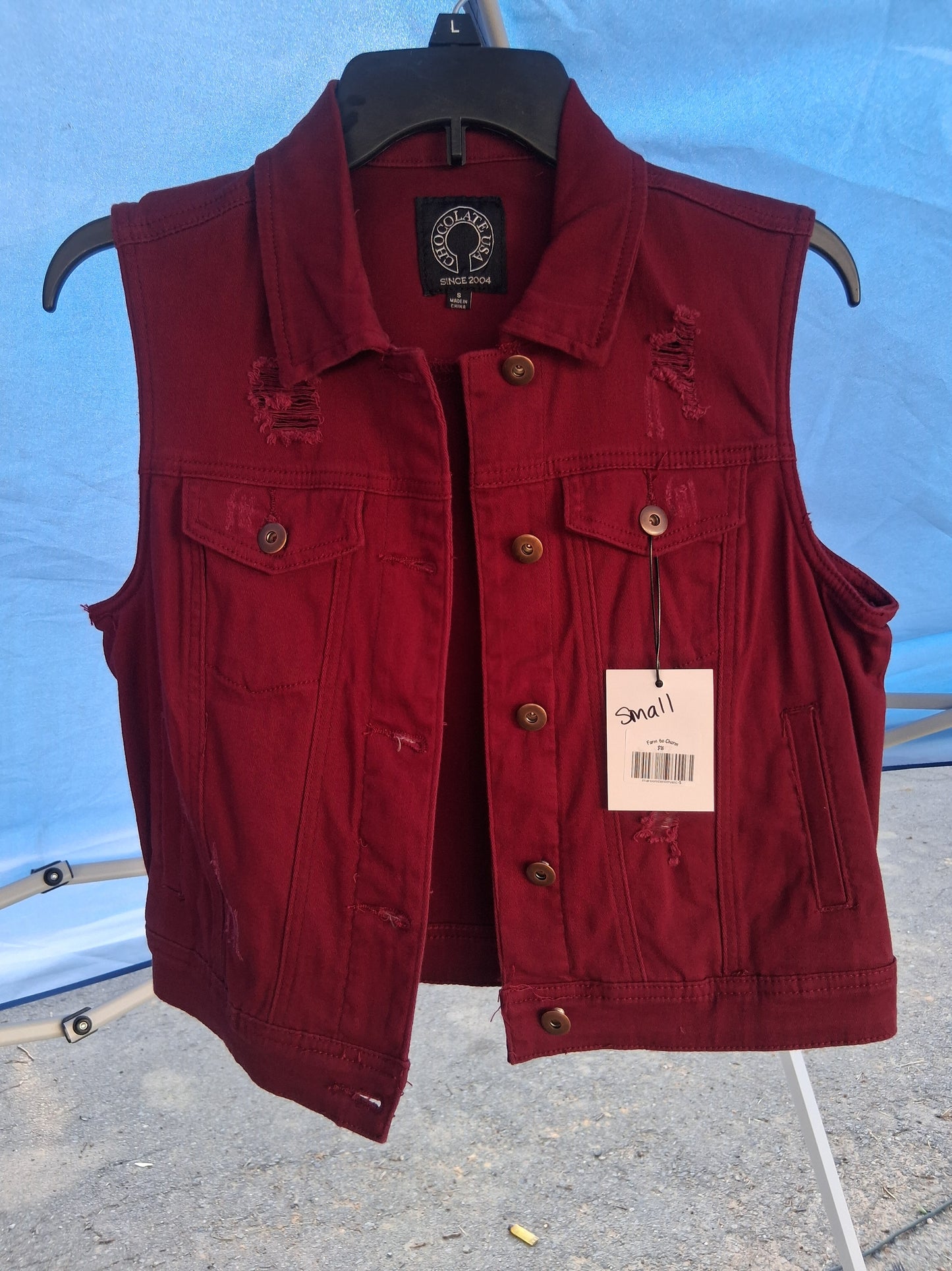 Maroon Denim Vest