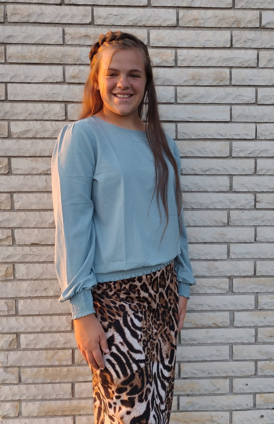 Light Teal Banded Blouse