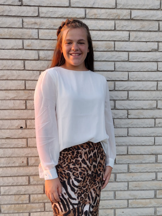 Cream Dressy Pearl Button Top