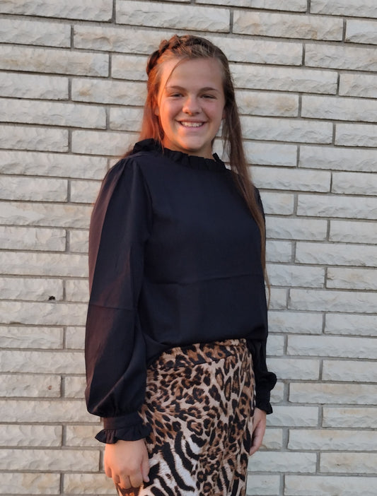 Black Ruffle Blouse
