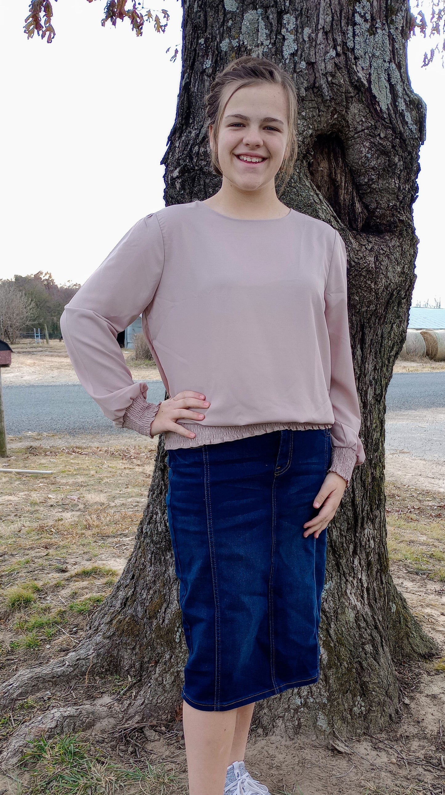 Taupe Banded Top