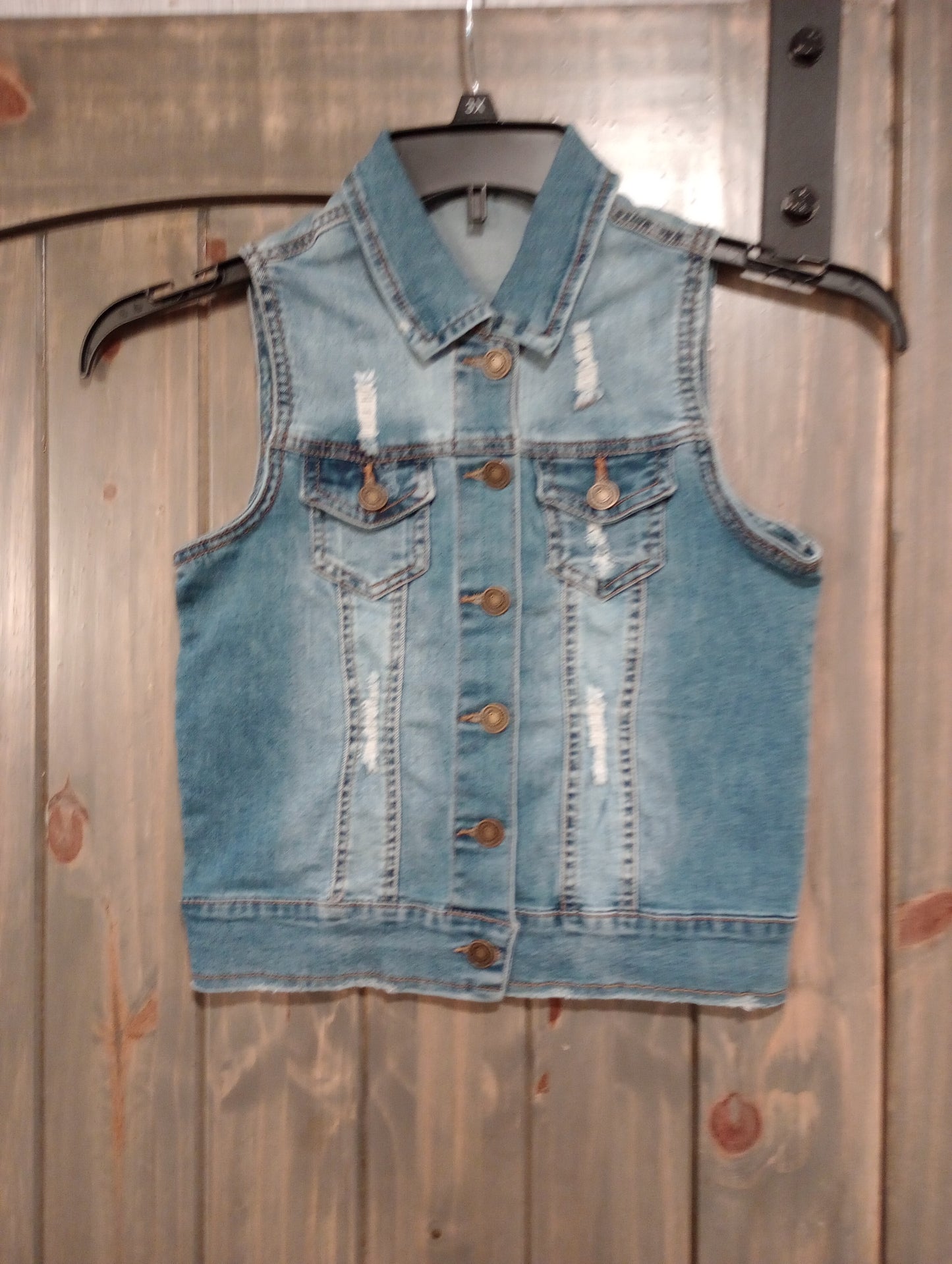 Distressed Denim Vest