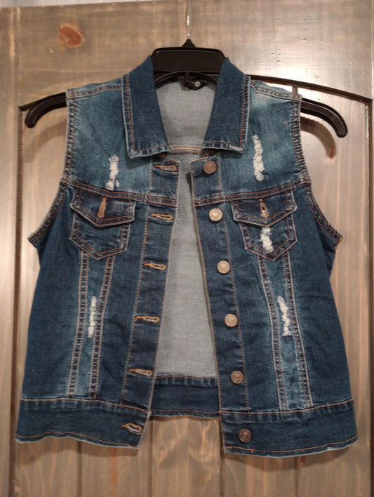 Distressed Denim Vest