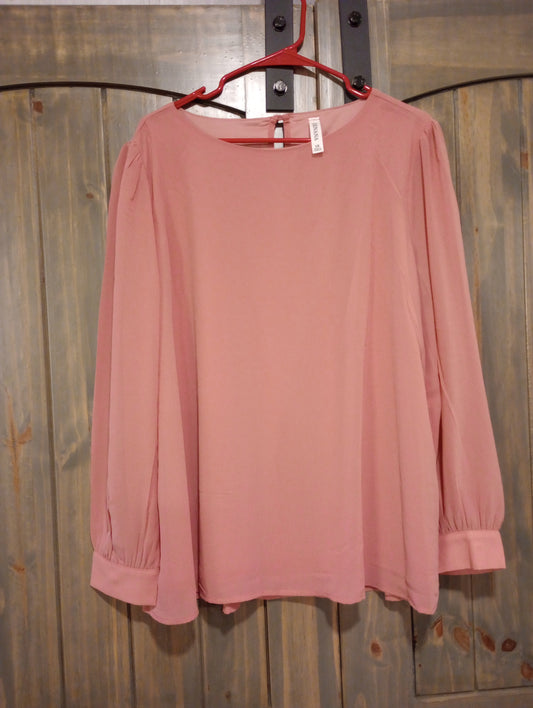 Pink Dressy Pearl Button Top