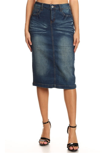 Vintage Wash Denim Skirt