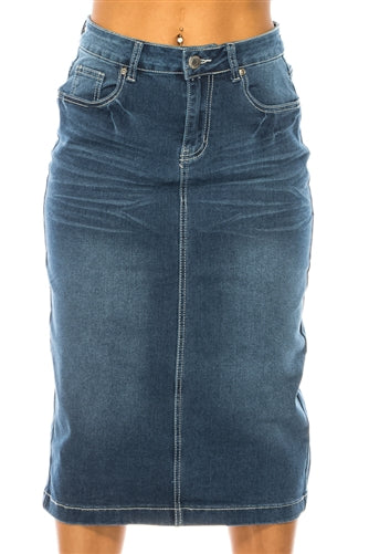 Light Wash "X" Denim Skirt