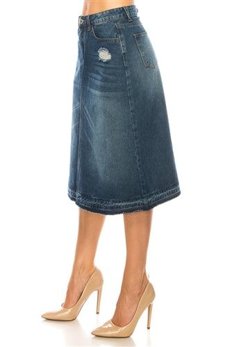 28" Light Wash A-Line Skirt
