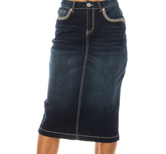 28" Dark Denim Skirt