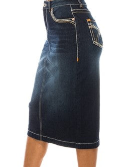 28" Dark Denim Skirt