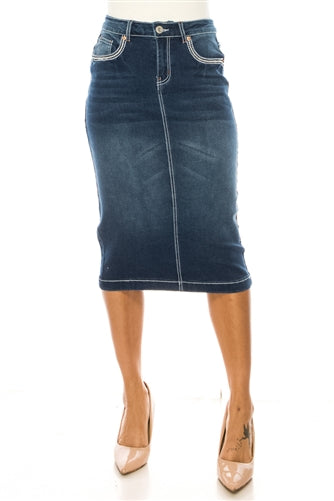 28" Light Wash Denim Skirt