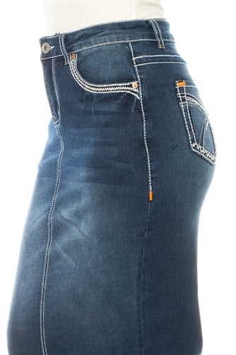 28" Light Wash Denim Skirt