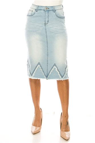 Light Frayed Chevron Skirt
