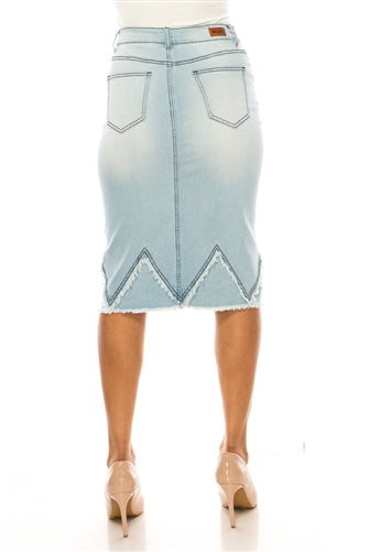 Light Frayed Chevron Skirt