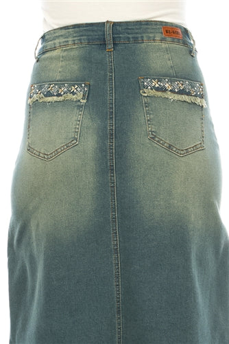 Mid Wash A line Denim Skirt