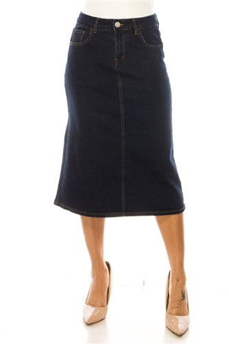 Dark Wash A-line Denim Skirt
