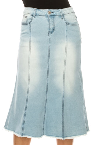 Light Wash A line Denim Skirt