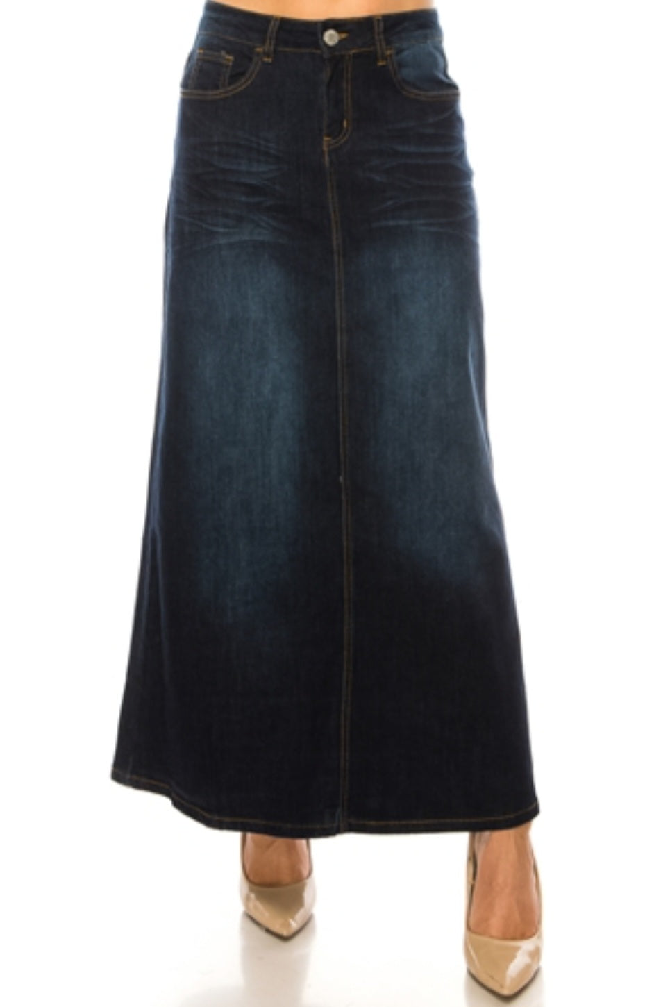 38" dark denim plain maxi skirt