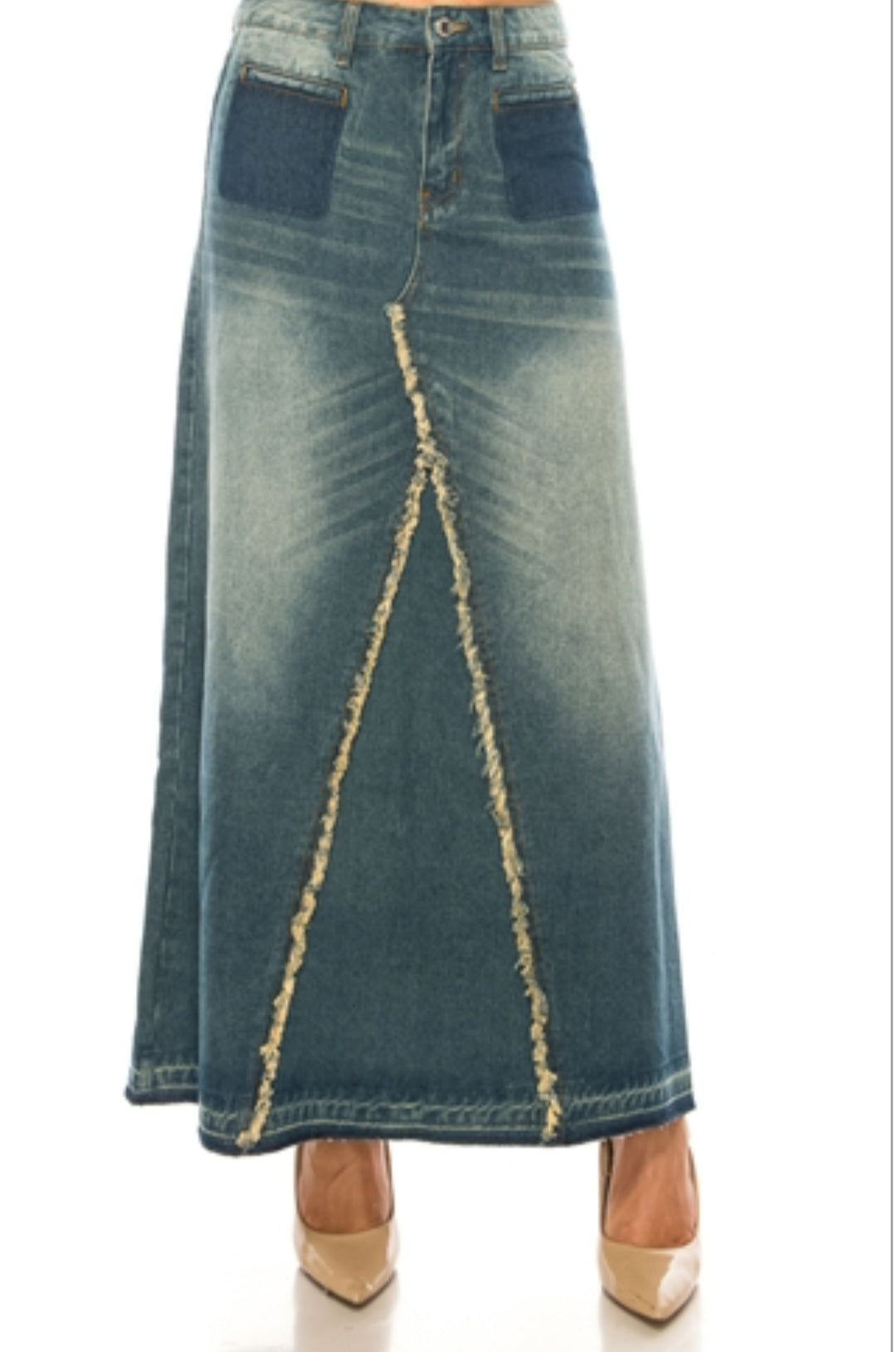 38" Lightwash A-line Denim Maxi