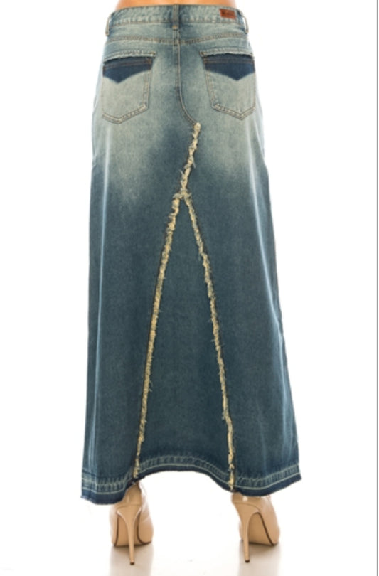 38" Lightwash A-line Denim Maxi