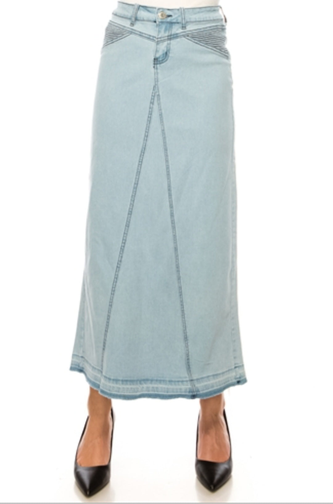 37" Light Wash Denim Maxi