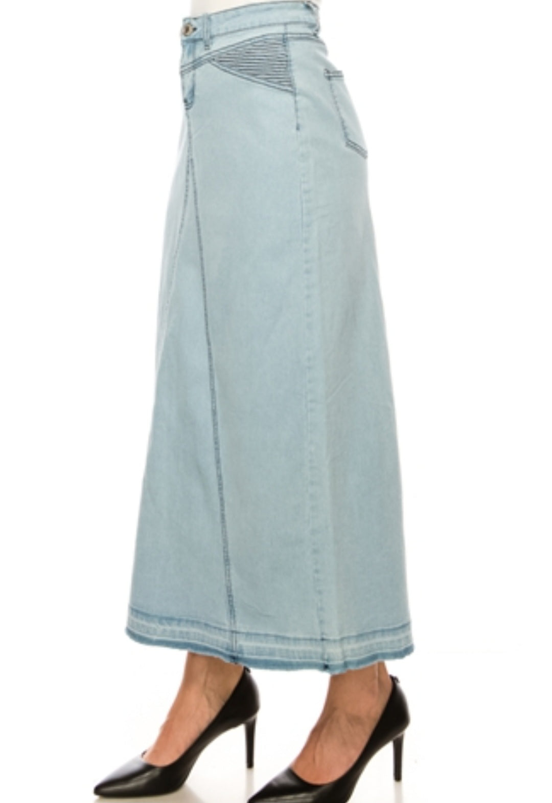 37" Light Wash Denim Maxi