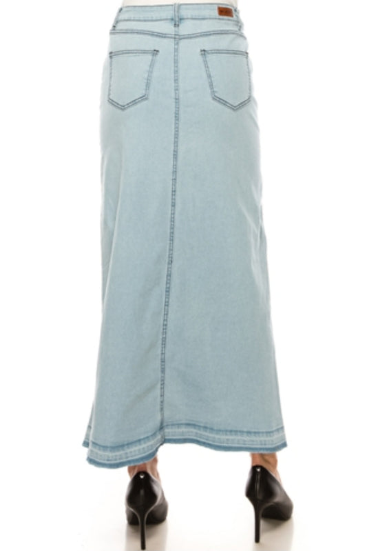 37" Light Wash Denim Maxi